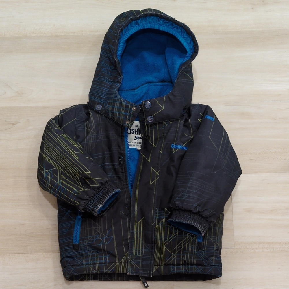 OshKosh B'gosh Kids Black and Blue Puffer Jacket 2T